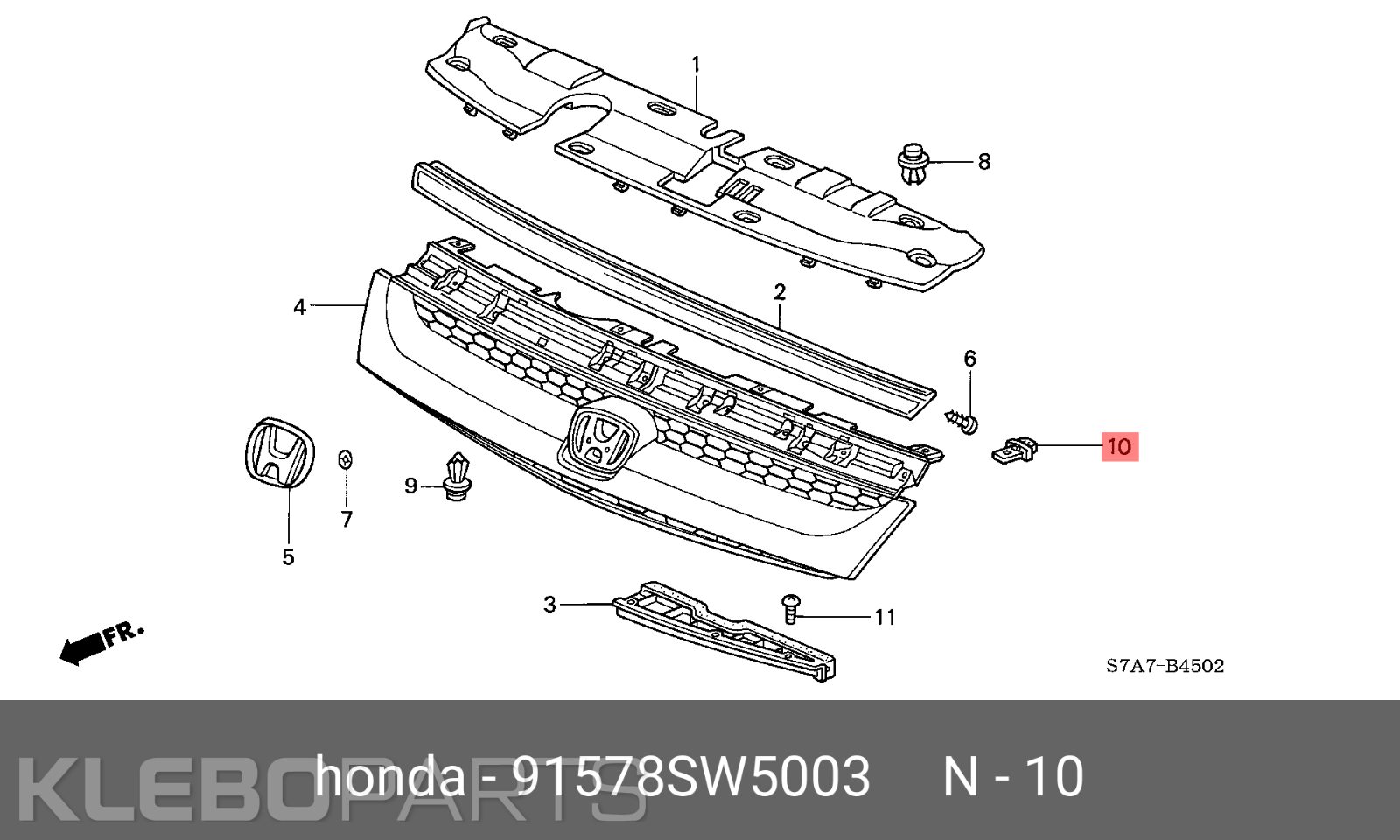 Honda Civic 2006–2011 priekinių grotelių plastikinis klipsas 91578-SW5-003 10 Honda Civic 2006–2011 priekinių grotelių plastikinis klipsas 91578-SW5-003 - Image 10
