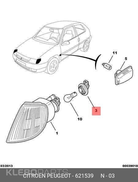 Citroen Saxo Peugeot 206 Partner gabaritų lemputės laikiklis 621539 OEM 9 Citroen Saxo Peugeot 206 Partner gabaritų lemputės laikiklis 621539 OEM - Image 9
