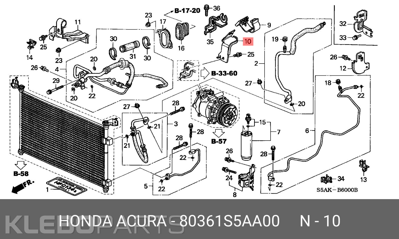 Honda Civic 2001–2005 A/C žarnos laikiklis 80361-S5A-A00 9 Honda Civic 2001–2005 A/C žarnos laikiklis 80361-S5A-A00 - Image 9