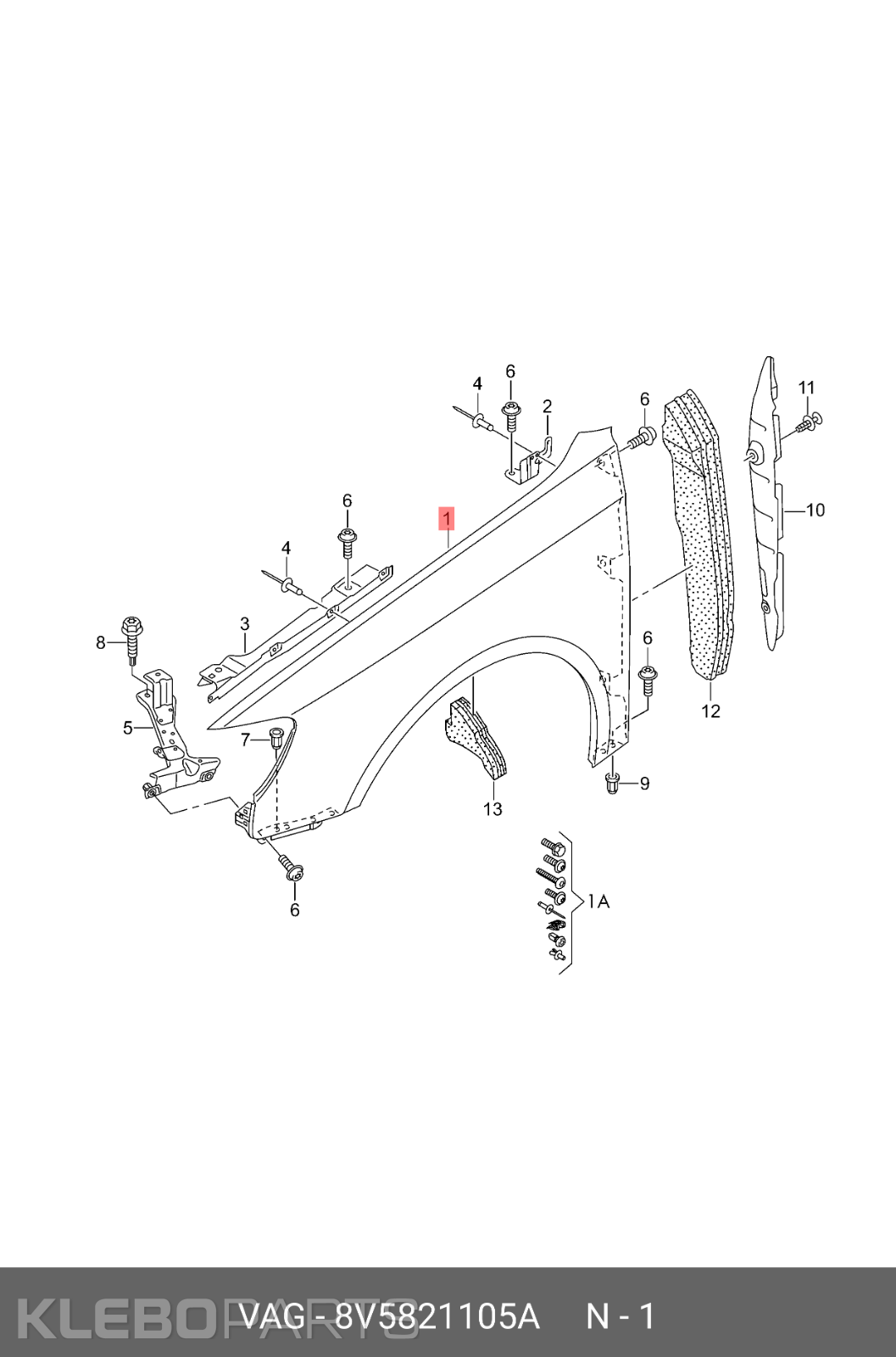 Audi A3 S3 S-Line 2013–2019 priekinis kairys sparnas 8V5821105A 9 Audi A3 S3 S-Line 2013–2019 priekinis kairys sparnas 8V5821105A - Image 9