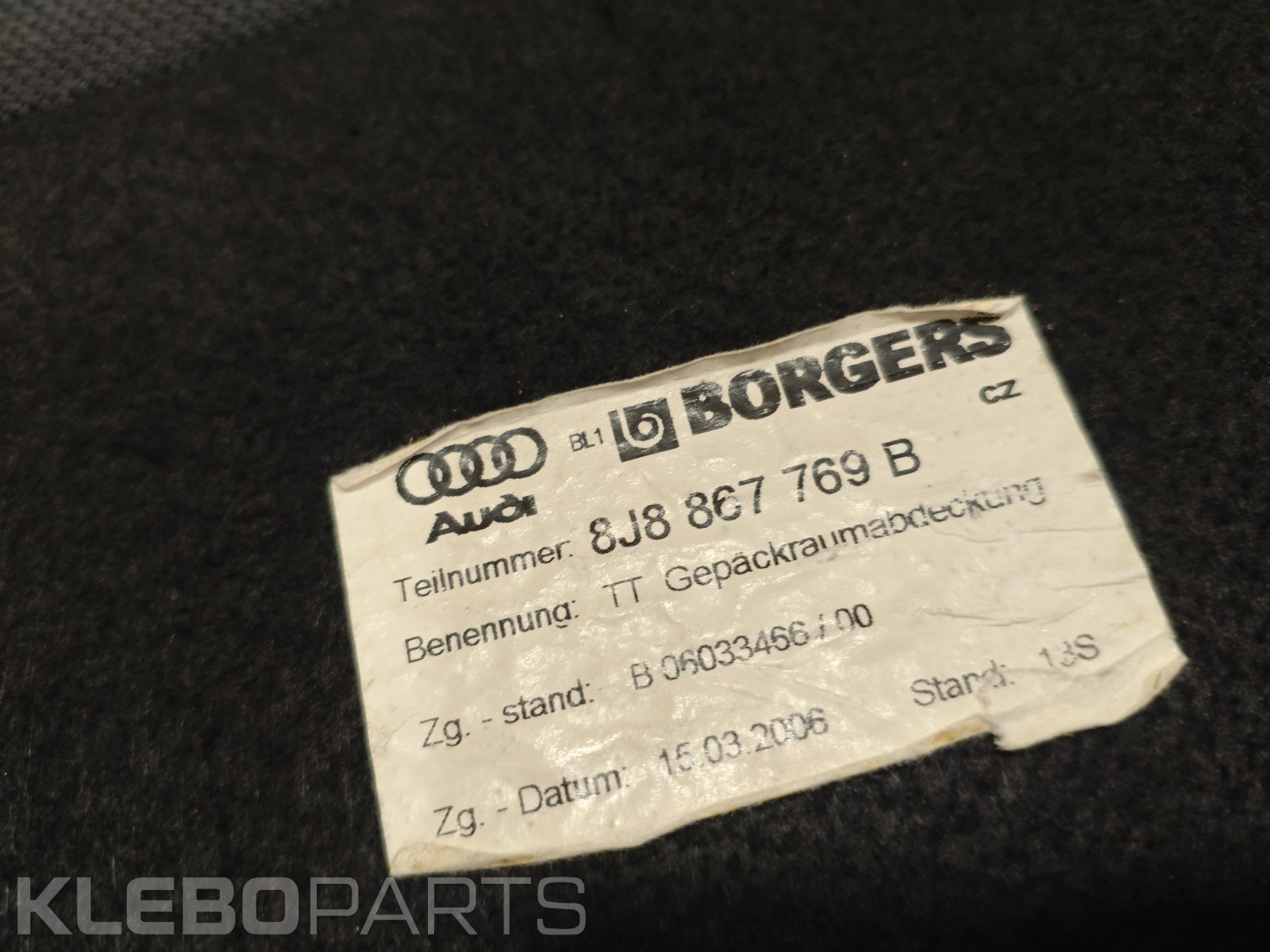 Audi TT MK2 TTS 2006–2014 bagažinės lentynos dangtis 8J8867769B 11 Audi TT MK2 TTS 2006–2014 bagažinės lentynos dangtis 8J8867769B - Image 11