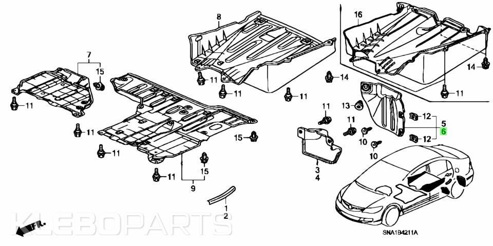Honda Civic VIII FD 2006–2012 sedano galinis kairys sparno dangtelis 74591SNB000 10 Honda Civic VIII FD 2006–2012 sedano galinis kairys sparno dangtelis 74591SNB000 - Image 10