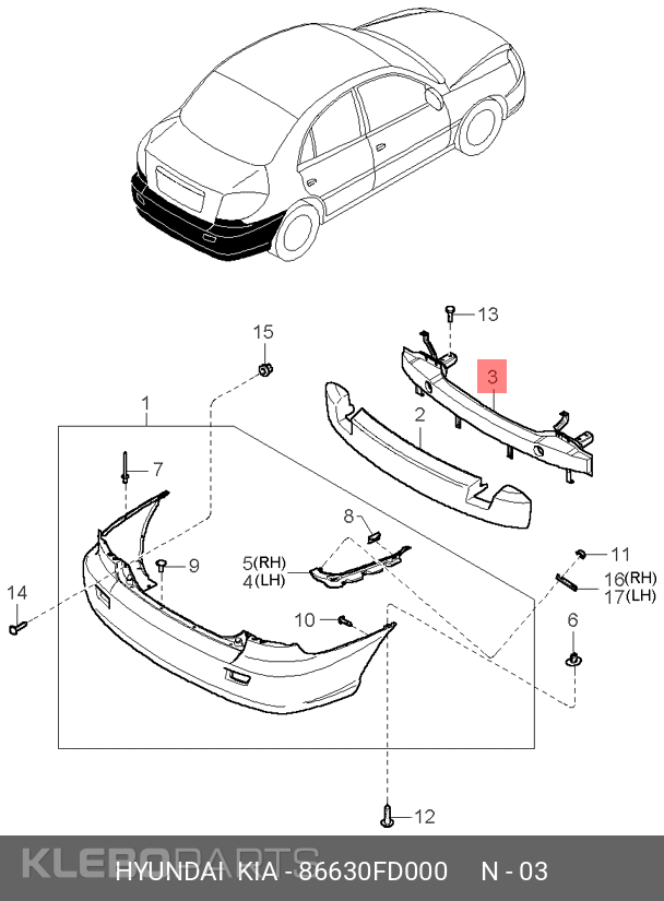 Kia Rio 2000–2005 galinio buferio sija 86630FD000 16 Kia Rio 2000–2005 galinio buferio sija 86630FD000 - Image 16