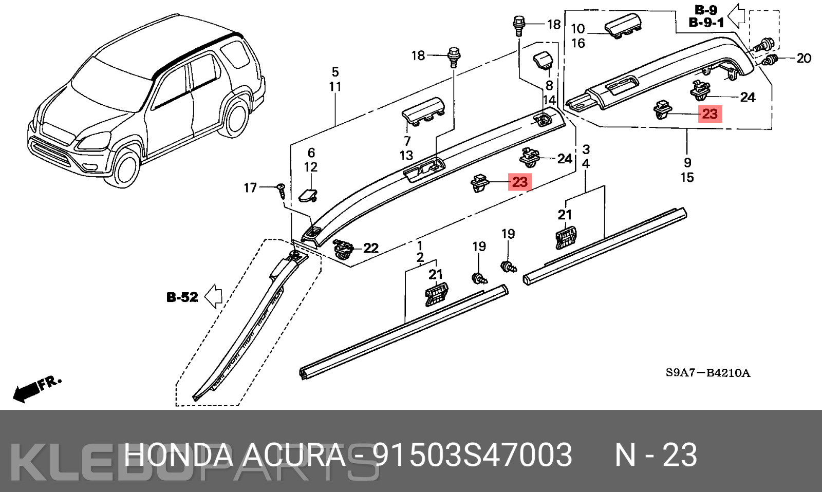 Honda CR-V 2002–2006 stogo moldingų tvirtinimo klipsas 91503-S47-003 12 Honda CR-V 2002–2006 stogo moldingų tvirtinimo klipsas 91503-S47-003 - Image 12