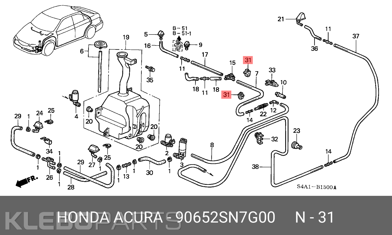 Honda Civic / Accord langų plovyklės žarnos tvirtinimo klipsas 90652-SN7-G00 7 Honda Civic / Accord langų plovyklės žarnos tvirtinimo klipsas 90652-SN7-G00 - Image 7