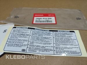 Honda aušinimo sistemos informacinė etiketė 19043-PLA-E00 originali