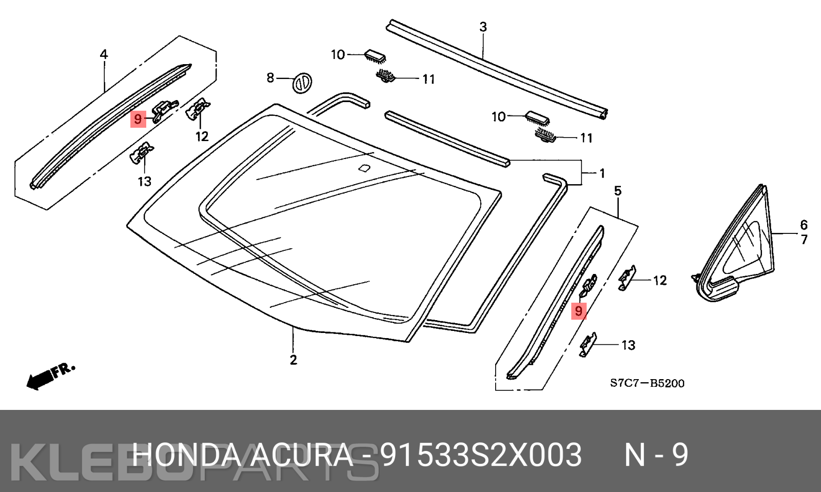 Honda Stream 2001–2005 priekinio stiklo šoninės apdailos klipsas 91533-S2X-003 11 Honda Stream 2001–2005 priekinio stiklo šoninės apdailos klipsas 91533-S2X-003 - Image 11