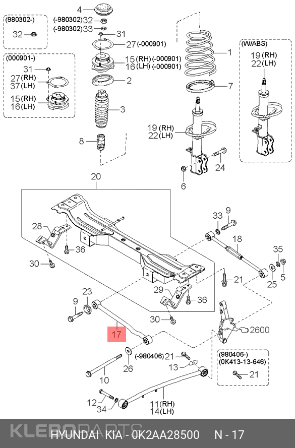 KIA Carens Sephia 1999–2004 naujas galinės pakabos šoninis traukos elementas 0K2AA28500 11 KIA Carens Sephia 1999–2004 naujas galinės pakabos šoninis traukos elementas 0K2AA28500 - Image 11