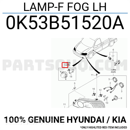 KIA Carnival Sedona 1999–2005 kairysis rūko žibintas 0K53B51520A 14 KIA Carnival Sedona 1999–2005 kairysis rūko žibintas 0K53B51520A - Image 14