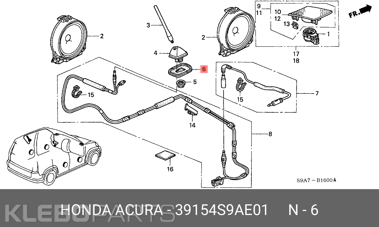 Honda CR-V 2002–2006 antenos gumos tarpiklis 39154-S9A-E01 7 Honda CR-V 2002–2006 antenos gumos tarpiklis 39154-S9A-E01 - Image 7