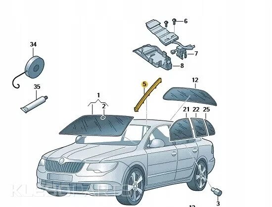 Skoda Superb 2008–2015 priekinės apatinės stiklo laikymo juostos dešinė 3T08454545AP 7 Skoda Superb 2008–2015 priekinės apatinės stiklo laikymo juostos dešinė 3T08454545AP - Image 7