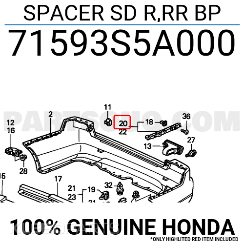 Honda Civic VII ES sedanas 2001–2005 galinio buferio dešinys atstumo įdėklas 71593S5A000 13 Honda Civic VII ES sedanas 2001–2005 galinio buferio dešinys atstumo įdėklas 71593S5A000 - Image 13